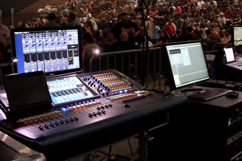 Image of digital mixer console at live concert
